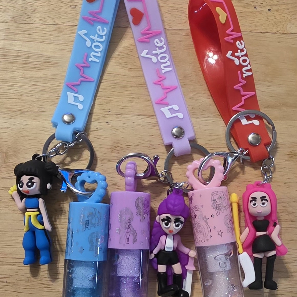 K-Pop Demon Hunter Keychain Lipgloss 3 Pc